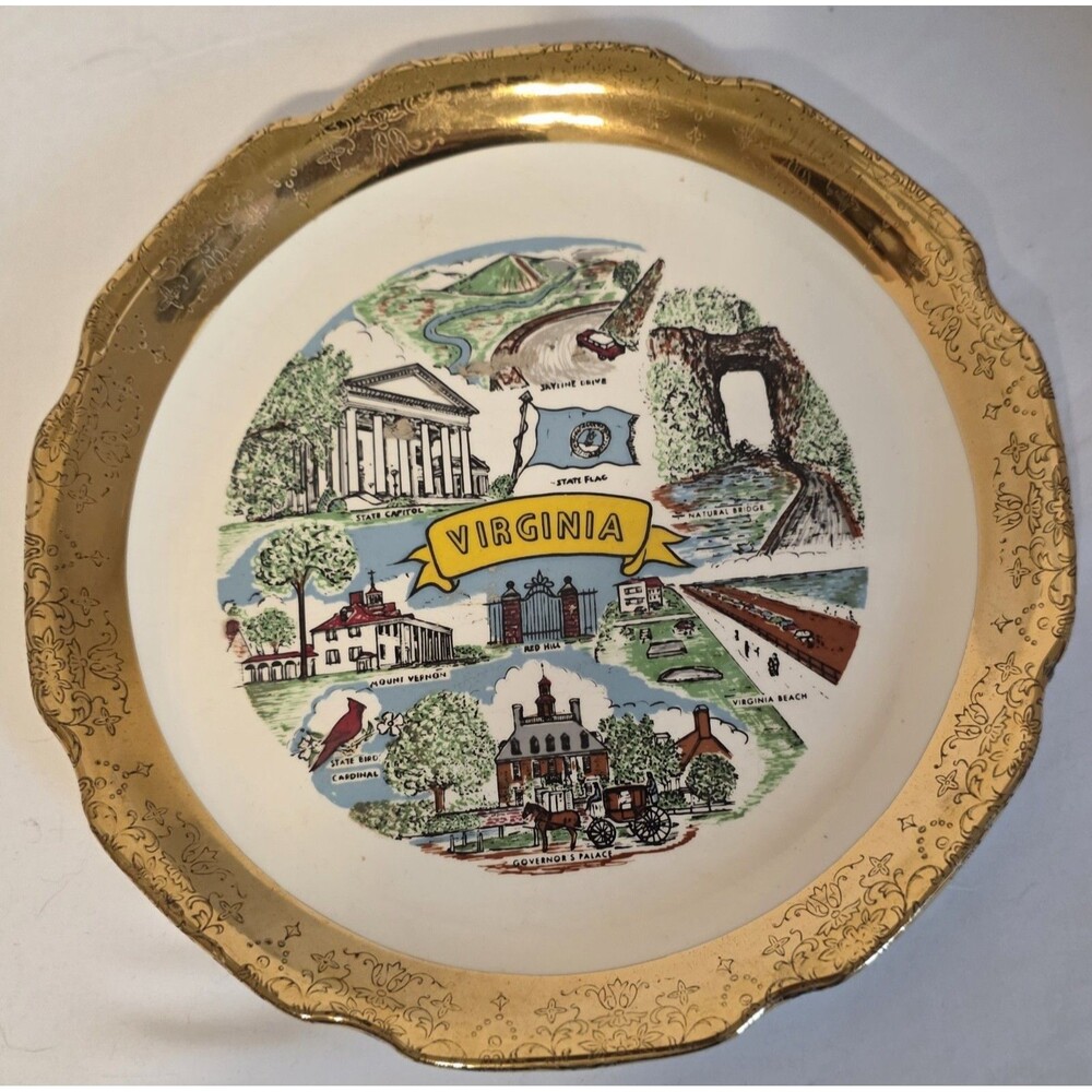 Virginia Souvenir Plate Vintage Mount Vernon Governor's Palace Natural Bridge